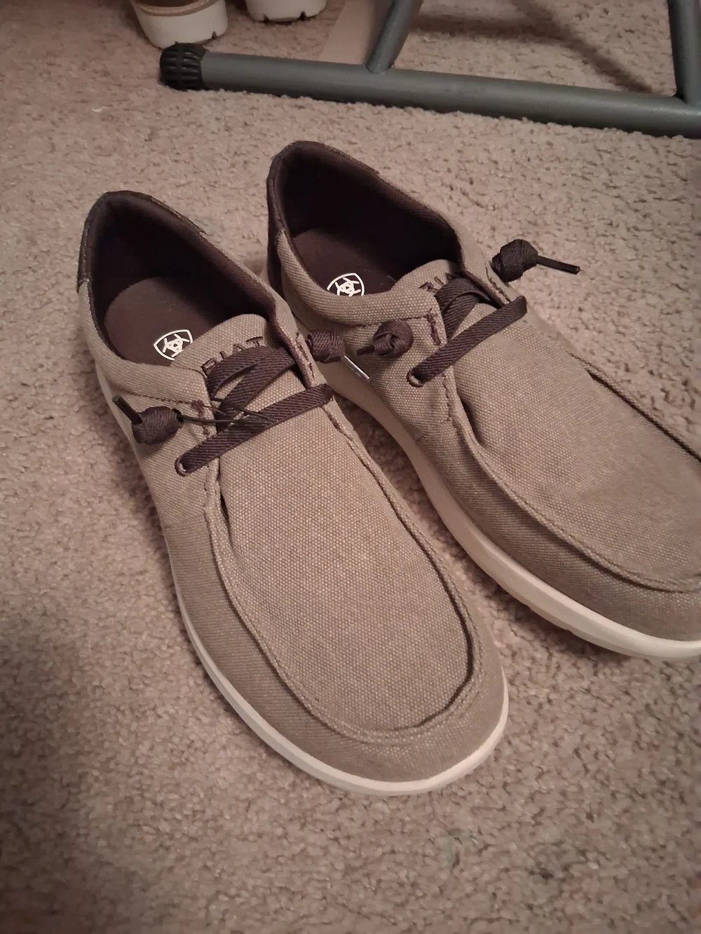 Ariat Olive Canvas Slip-On Loafers with Dark Laces